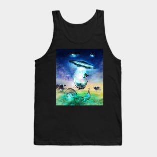 Ufo Alien Abduction Turkey Thanksgiving, Cow Funny Tank Top